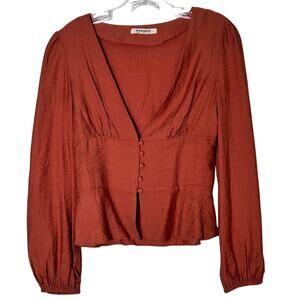 Glamorous Peasant Blouse, Rust size 6 Long Sleeve Milkmaid Boho